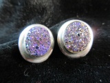 Jay King Signed Sterling Silver Druzy Stone Earrings