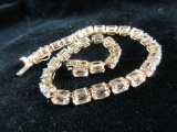 Rose Gold Over 925 Silver Gemstone Tennis Bracelet