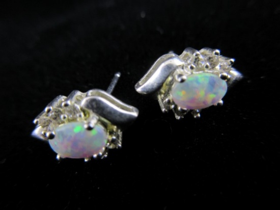 .925 Silver Opal Stone Earrings