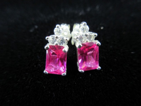 .925 Silver Pink Gemstone Earrings