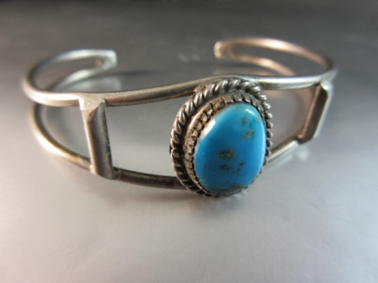 Turquoise Stone Sterling Silver Cuff Bracelet