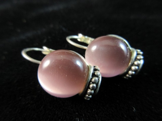 Pink Linde Stone Sterling Silver Earrings