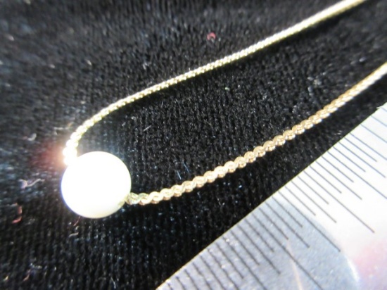 15” 14K Yellow Gold Pearl Accent 2.0 Gram Necklace