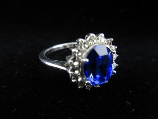 .925 Silver Blue Center Stone Ring