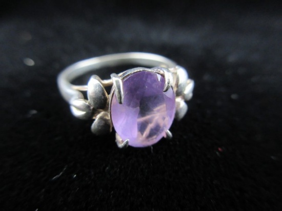 Vintage Amethyst Gemstone Sterling Silver Ring