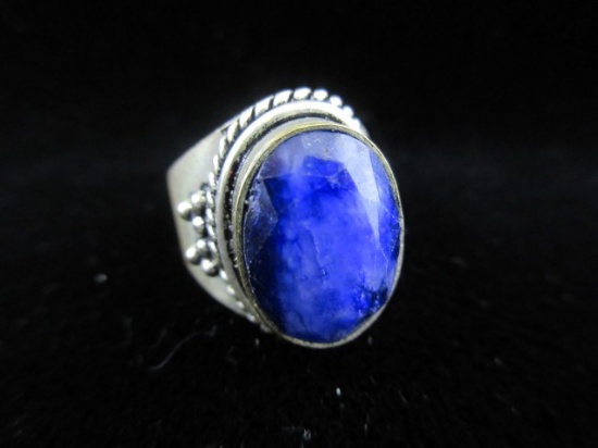 Natural Blue Stone Sterling Silver Ring