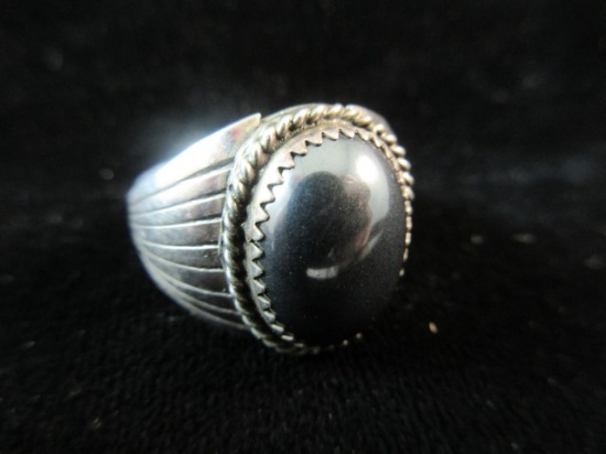 Large Hemetite Sterling Silver Mans Ring