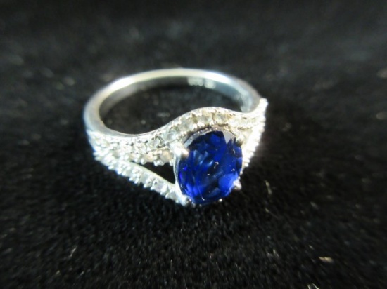Blue Center Stone .925 Silver Ring