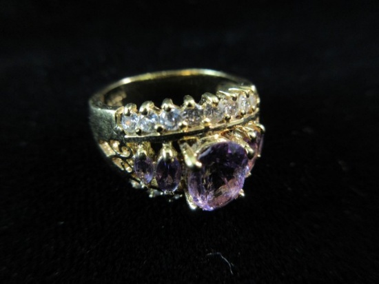 Gold Over .925 Silver Purple Center Stone Ring