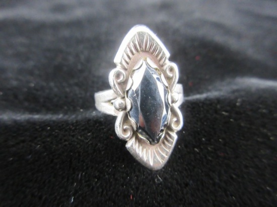 Sterling Silver Black Center Stone Ring