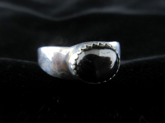 Sterling Silver Natural Black Stone Ring