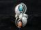Vintage Native American Sterling Silver Coral and Turquoise Stone Ring