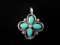 Signed Pendant: Turquoise Stone Native American Sterling Silver
