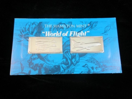 World of Flight 1974 Two .999 Fine One OZ Bar Set