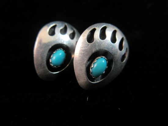 Native American Bear Paw Sterling Silver Earrings