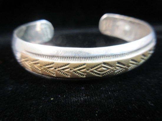 Gilbert Begay Sterling Silver Cuff Bracelet