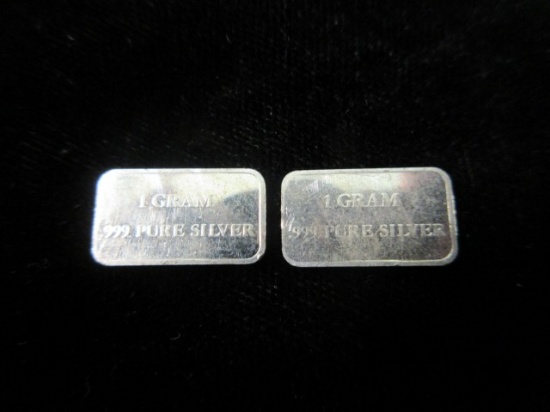 Lot of Two 1 Gram Fine Silver Bars