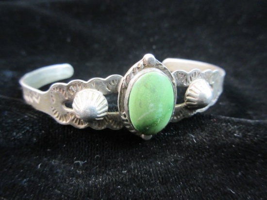Vintage Sterling Silver Turquoise Stone Cuff Bracelet