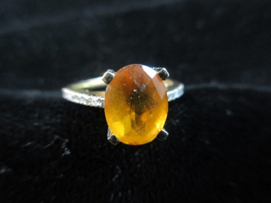 14K Yellow Gold Orange Stone Ring