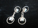 Vintage Native American Sterling Silver Turquoise Stone Earrings