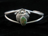 Turquoise Stone Sterling Silver Vintage Cuff Bracelet