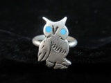 Vintage Sterling Silver Owl Themed Ring