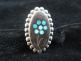 Vintage Flower Themed Sterling Silver Ring