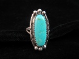 Large Turquoise Stone Sterling Silver Ring