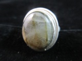 Large Labrodite Stone Sterling Silver Ring