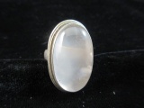 Large Pink Quartz Stone Sterling Silver Ring