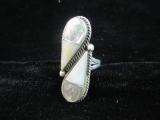 Vintage Mexico Sterling Silver Abalone Inlay Ring