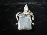 Large Natural Stone Sterling Silver Pendant