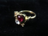 Vintage Cocktail Ring Red and White