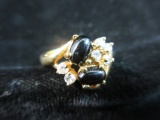 Vintage Gold Tone Black Stone SETA Ring