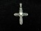 Sterling Silver Genuine Pearl Center Cross Signed Pendant