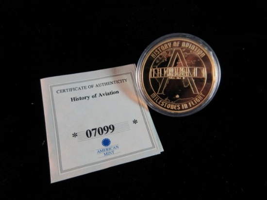 History of Aviation 24K Gold Layered Coin