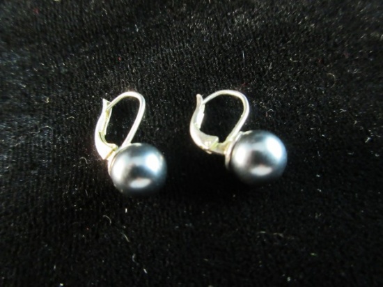 Black Pearl Sterling Silver Earrings