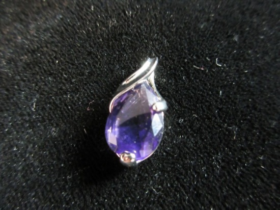 Large Purple Stone Sterling Silver Pendant
