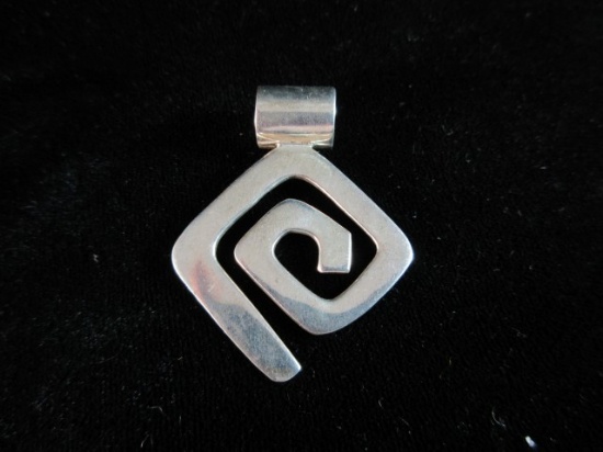 Large Sterling Silver Pendant Signed