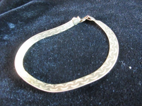 Gold Over Sterling Silver Herringbone Bracelet