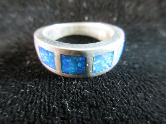 Opal Inlay Sterling Silver Ring