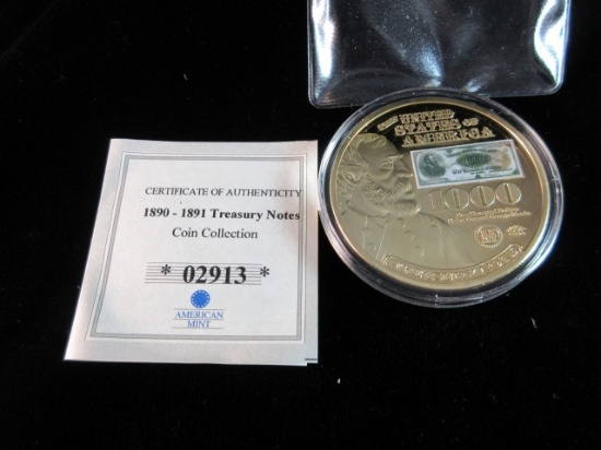 Treasury Note 24K Gold Layered Coin