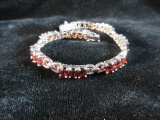 Nice Garnet Gemstone Sterling Silver Bracelet