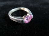 Pink Center Stone Sterling Silver Ring