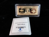 Gold Certificate Replica 24K Gold Overlay