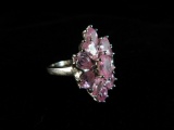 Pink Center Stones Sterling Silver Ring