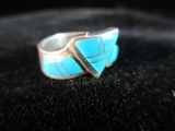 JC Sterling Silver Turquoise Stone Ring