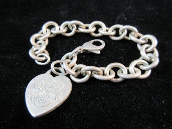 Genuine Sterling Silver Tiffany Hart Bracelet. Has Monogram