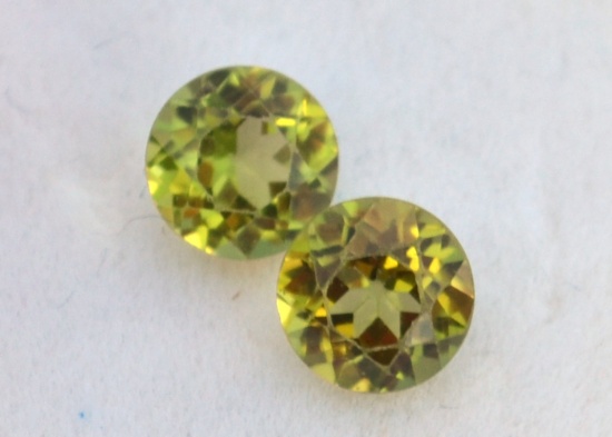 1.88 Carat Fantastic Matched Pair of Peridot Rounds