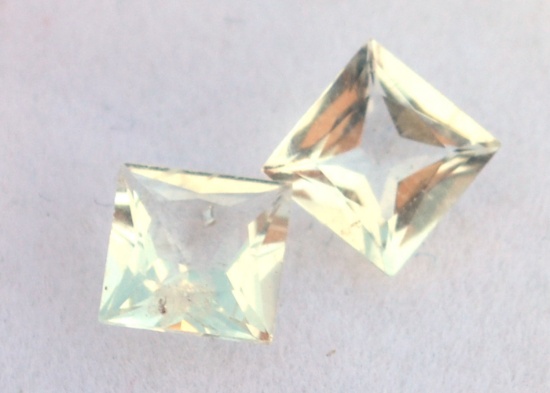 1.62 Carat Matched Pair of Princess Cut White Topaz